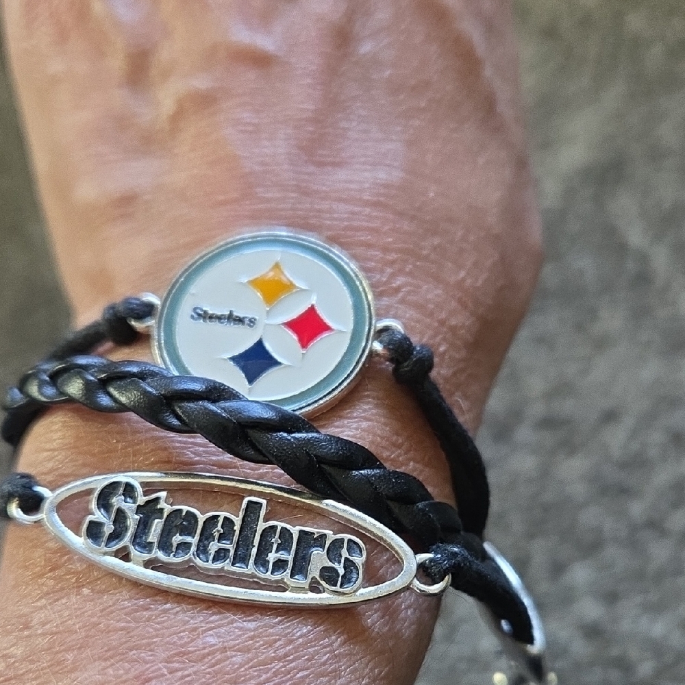 Steelers Black and Silver Braided Bracelet